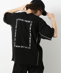 バックメッセージプリントビッグラグランＴシャツ