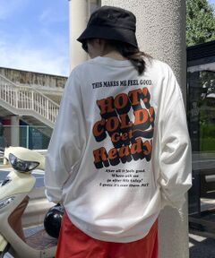 バックプリントワイド長袖クルーネックＴシャツ