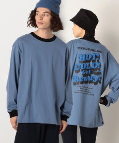 バックプリントワイド長袖クルーネックＴシャツ