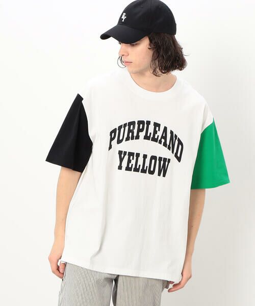 Purple&Yellow / パープルアンドイエロー Tシャツ | ロゴプリント ワイド半袖Ｔシャツ | 詳細21