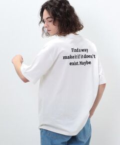 ロゴ刺繍＆バックメッセージプリント ワイド半袖Ｔシャツ