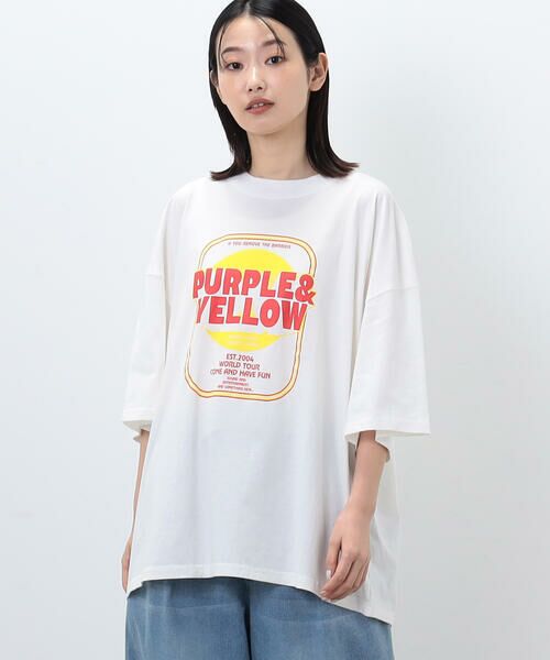 Purple&Yellow / パープルアンドイエロー Tシャツ | マルチカラープリント  ビッグ半袖Tシャツ | 詳細5