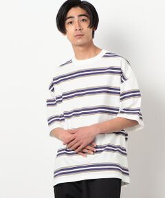 Purple&Yellow / パープルアンドイエロー Tシャツ | プリント ボーダー 半袖 Ｔシャツ