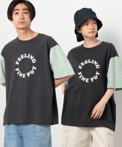 サークルプリント カラースリーブ 半袖Ｔシャツ