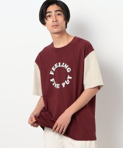 サークルプリント カラースリーブ 半袖Ｔシャツ