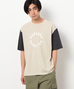 サークルプリント カラースリーブ 半袖Ｔシャツ