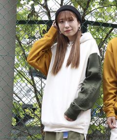 Purple&Yellow / パープルアンドイエロー パーカー | ＴＲダンボールニット スリーブエンボス パーカ