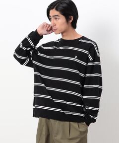 Purple&Yellow / パープルアンドイエロー Tシャツ | プリントボーダー 長袖ビッグＴシャツ