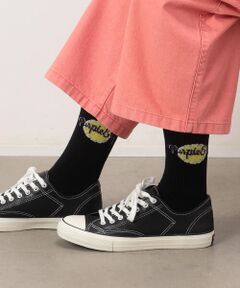 Purple&Yellow / パープルアンドイエロー ソックス | レトロロゴ ショートソックス