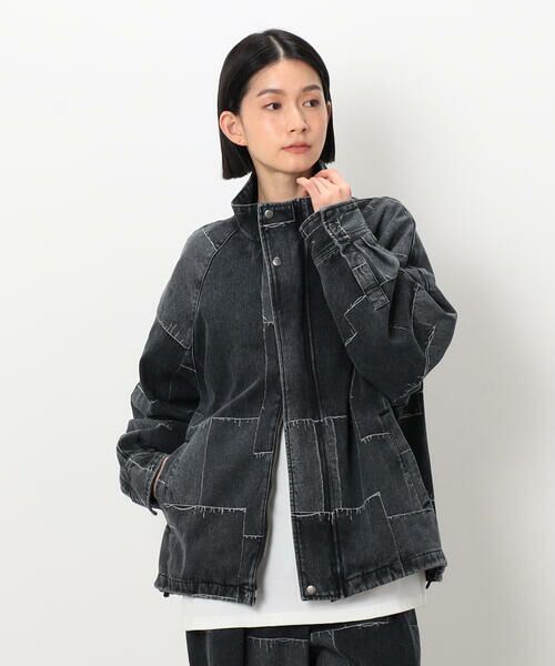パッチワーク風デニムショートブルゾン （ブルゾン
