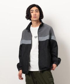 Purple&Yellow / パープルアンドイエロー ブルゾン | ストレッチデニム配色切替ブルゾン