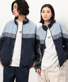 Purple&Yellow / パープルアンドイエロー ブルゾン | ストレッチデニム配色切替ブルゾン