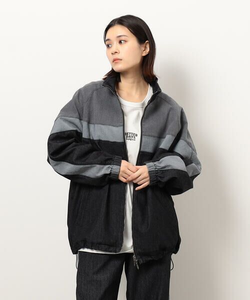 Purple&Yellow / パープルアンドイエロー ブルゾン | ストレッチデニム配色切替ブルゾン | 詳細9