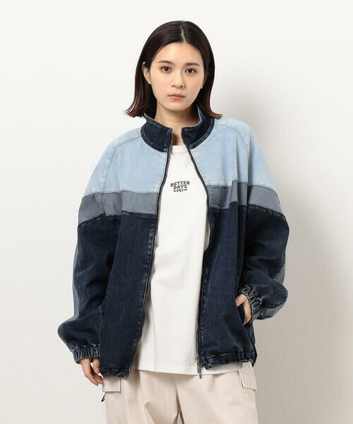 Purple&Yellow / パープルアンドイエロー ブルゾン | ストレッチデニム配色切替ブルゾン | 詳細17