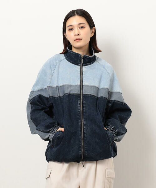 Purple&Yellow / パープルアンドイエロー ブルゾン | ストレッチデニム配色切替ブルゾン | 詳細19