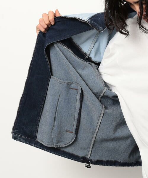 Purple&Yellow / パープルアンドイエロー ブルゾン | ストレッチデニム配色切替ブルゾン | 詳細29