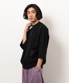 Purple&Yellow / パープルアンドイエロー カットソー | 布帛ポケットハーフジッププルオーバー