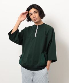 Purple&Yellow / パープルアンドイエロー カットソー | 布帛ポケットハーフジッププルオーバー