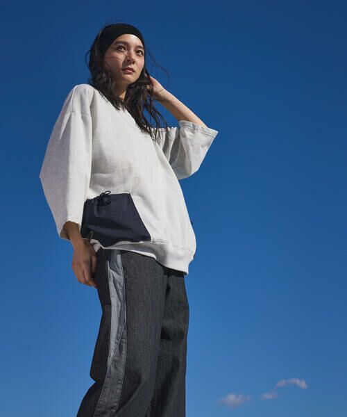 Purple&Yellow / パープルアンドイエロー カットソー | 布帛ポケットハーフジッププルオーバー | 詳細1