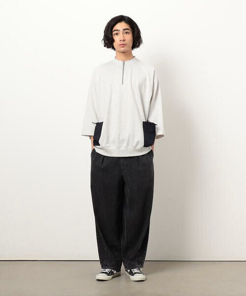 Purple&Yellow / パープルアンドイエロー カットソー | 布帛ポケットハーフジッププルオーバー | 詳細2