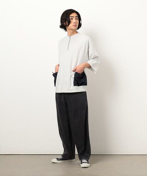 Purple&Yellow / パープルアンドイエロー カットソー | 布帛ポケットハーフジッププルオーバー | 詳細3