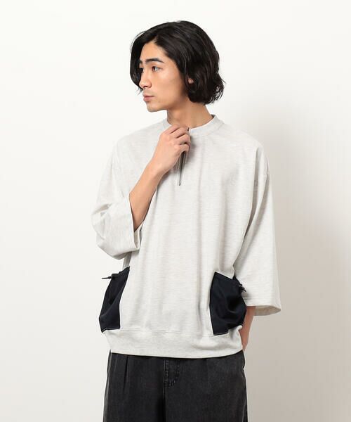 Purple&Yellow / パープルアンドイエロー カットソー | 布帛ポケットハーフジッププルオーバー | 詳細4