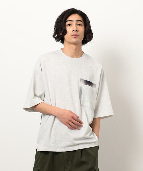 Purple&Yellow / パープルアンドイエロー カットソー | チェック切り替えプルオーバー | 詳細4