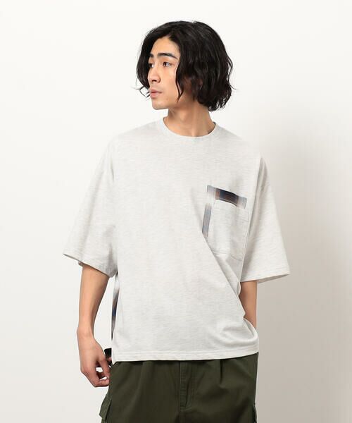 Purple&Yellow / パープルアンドイエロー カットソー | チェック切り替えプルオーバー | 詳細5