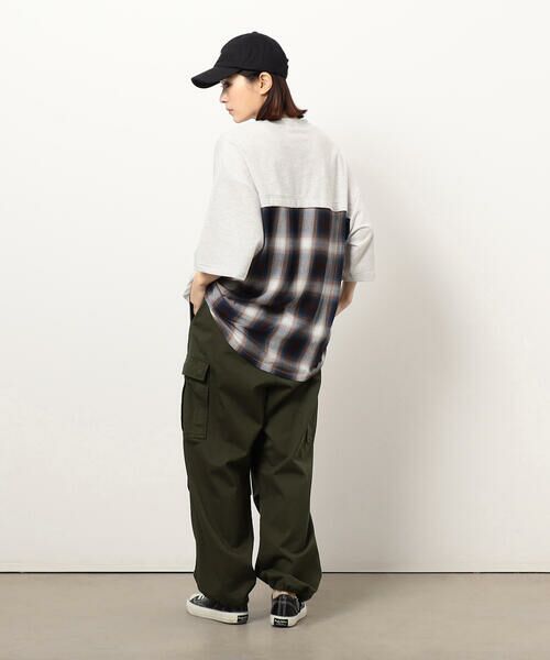 Purple&Yellow / パープルアンドイエロー カットソー | チェック切り替えプルオーバー | 詳細8