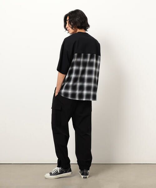 Purple&Yellow / パープルアンドイエロー カットソー | チェック切り替えプルオーバー | 詳細14