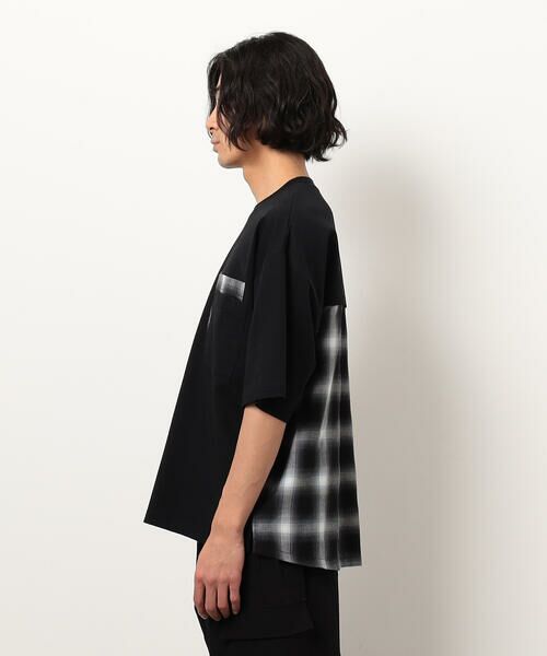 Purple&Yellow / パープルアンドイエロー カットソー | チェック切り替えプルオーバー | 詳細21