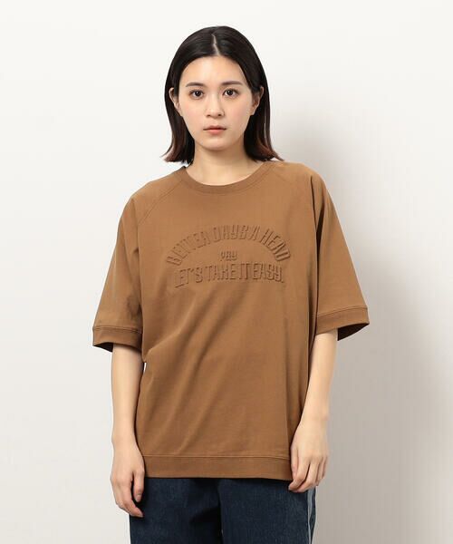 メッセージエンボス半袖ラグランTシャツ （Tシャツ