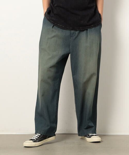 Purple&Yellow / パープルアンドイエロー デニムパンツ | ライトオンスデニムタックワイドパンツ | 詳細3