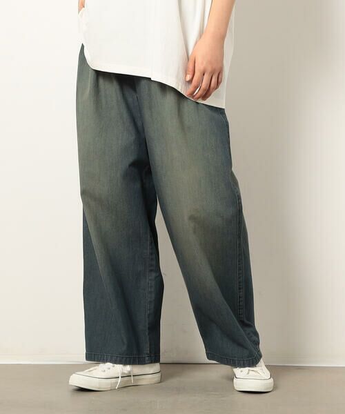 ライトオンスデニムタックワイドパンツ （デニムパンツ