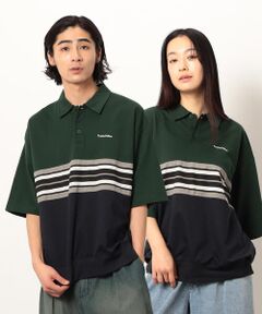 Purple&Yellow / パープルアンドイエロー ポロシャツ | パネルボーダーポロシャツ