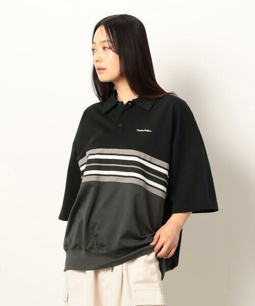 Purple&Yellow / パープルアンドイエロー ポロシャツ | パネルボーダーポロシャツ | 詳細6