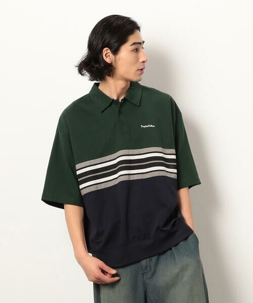 Purple&Yellow / パープルアンドイエロー ポロシャツ | パネルボーダーポロシャツ | 詳細11