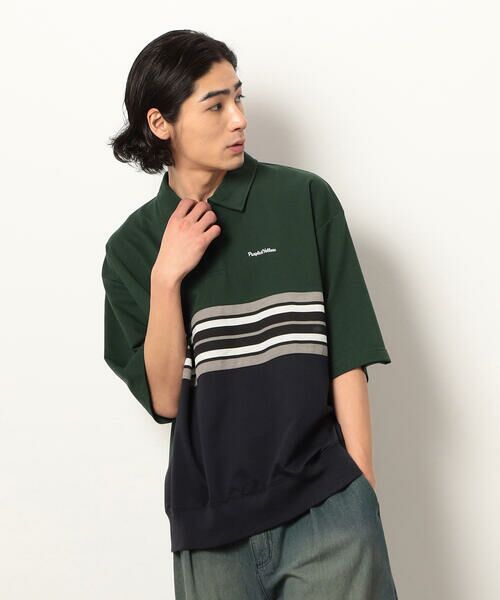 Purple&Yellow / パープルアンドイエロー ポロシャツ | パネルボーダーポロシャツ | 詳細12