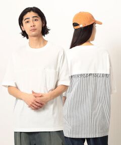 Purple&Yellow / パープルアンドイエロー Tシャツ | 布帛切り替えバックプリントＴシャツ
