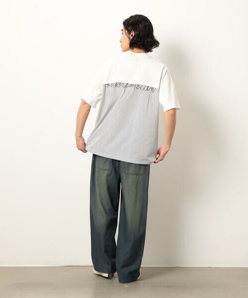 Purple&Yellow / パープルアンドイエロー Tシャツ | 布帛切り替えバックプリントTシャツ | 詳細2