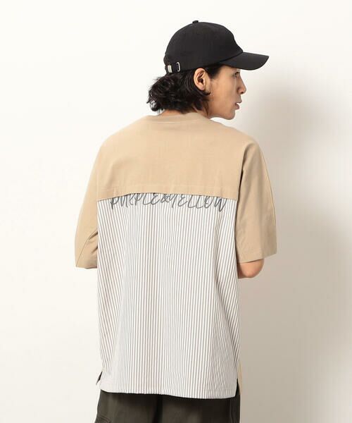 Purple&Yellow / パープルアンドイエロー Tシャツ | 布帛切り替えバックプリントTシャツ | 詳細27