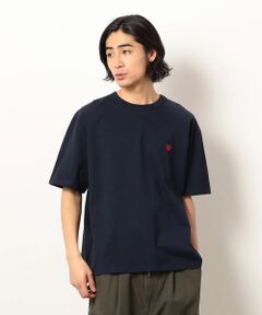 Purple&Yellow / パープルアンドイエロー Tシャツ | ワンポイントハート刺繍半袖Ｔシャツ