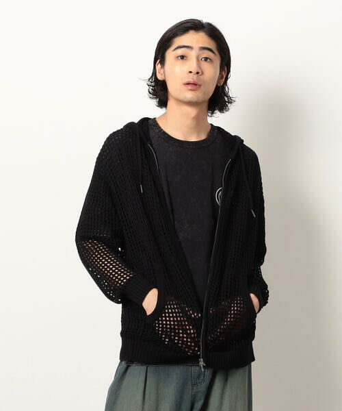 Purple&Yellow / パープルアンドイエロー パーカー | メッシュニットジップパーカ | 詳細3