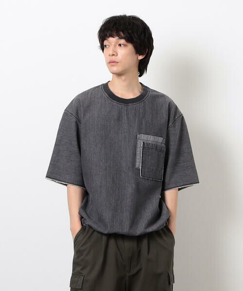 Purple&Yellow / パープルアンドイエロー カットソー | ライトオンスデニムダブルポケットプルオーバー(ブラック)