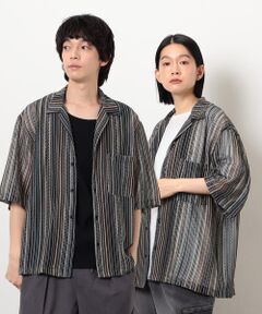 Purple&Yellow / パープルアンドイエロー シャツ・ブラウス | マルチカラーストライプレースシャツ