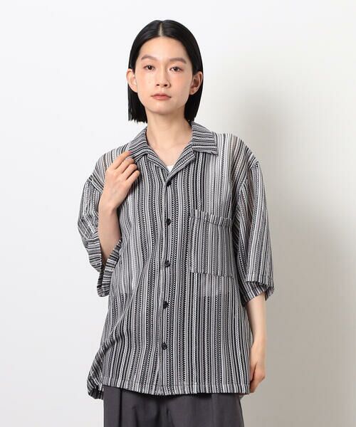 Purple&Yellow / パープルアンドイエロー シャツ・ブラウス | マルチカラーストライプレースシャツ | 詳細7