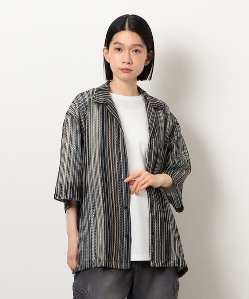 nightfruiti ストライプ柄 長袖Tシャツ　グレー nightfruiti ストライプ柄 長袖Tシャツ グレー トップス