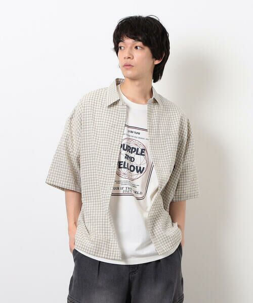 Purple&Yellow / パープルアンドイエロー シャツ・ブラウス | シアサッカーチェックシャツ | 詳細3