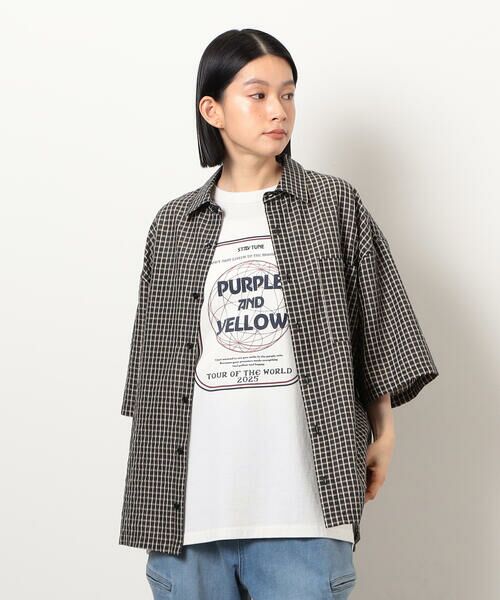 Purple&Yellow / パープルアンドイエロー シャツ・ブラウス | シアサッカーチェックシャツ | 詳細15