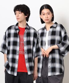 Purple&Yellow / パープルアンドイエロー シャツ・ブラウス | オンブレーチェック半袖シャツ